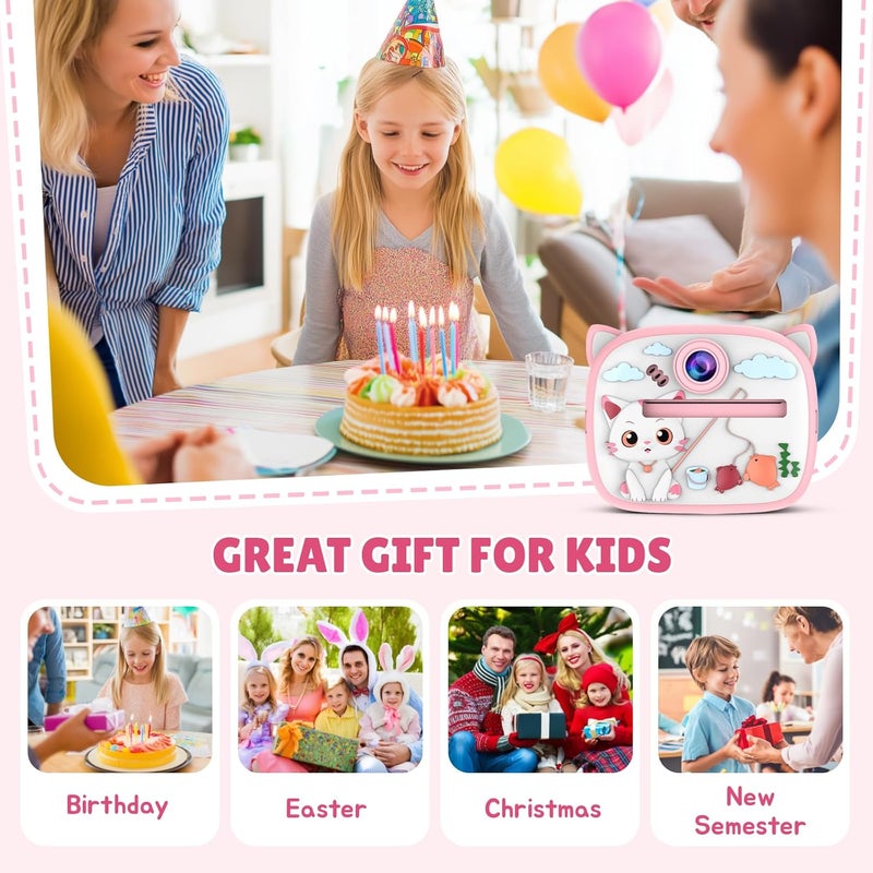 7SHAAARKS Kids Instant Print Camera-M2 | Inspire Kids to Explore & Createwith 2.4" Screen, 24MP Photo & 1080P Video, for Ages 3-12, with 32GB Card & 7 Paper Rolls, Monochrome Thermal Printing - Image 3